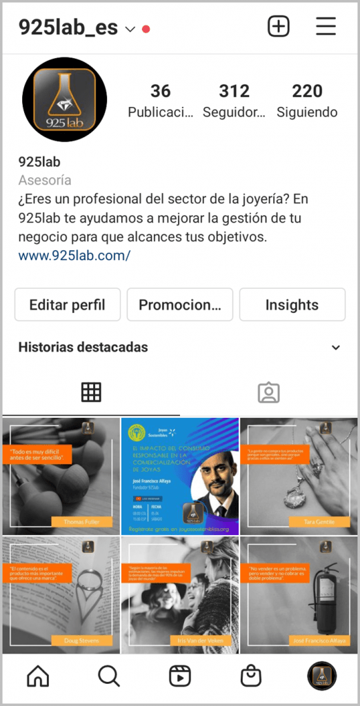 925lab - Cuenta de Instagram